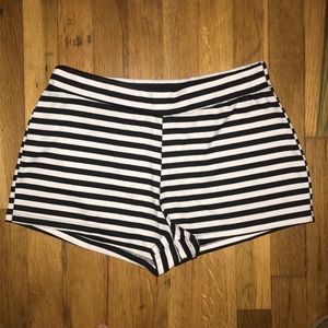 Striped black and white high waisted shorts
